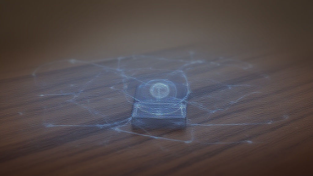 Mirai magnetic field technology device setup on a wooden table with geometric patterns highlighting magnetic flow